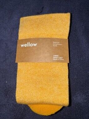 Wellow Unisex Yellow Large Wide Calf Compression Socks